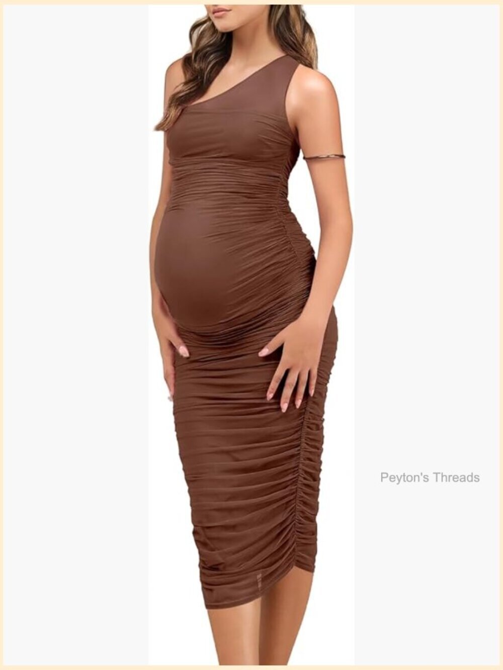 One Shoulder Mesh Bodycon Maternity Dress Sleeveless Cocktail Wedding Guest